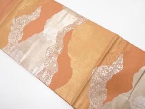 引箔　道長取りに花唐草模様織り出し　名古屋帯